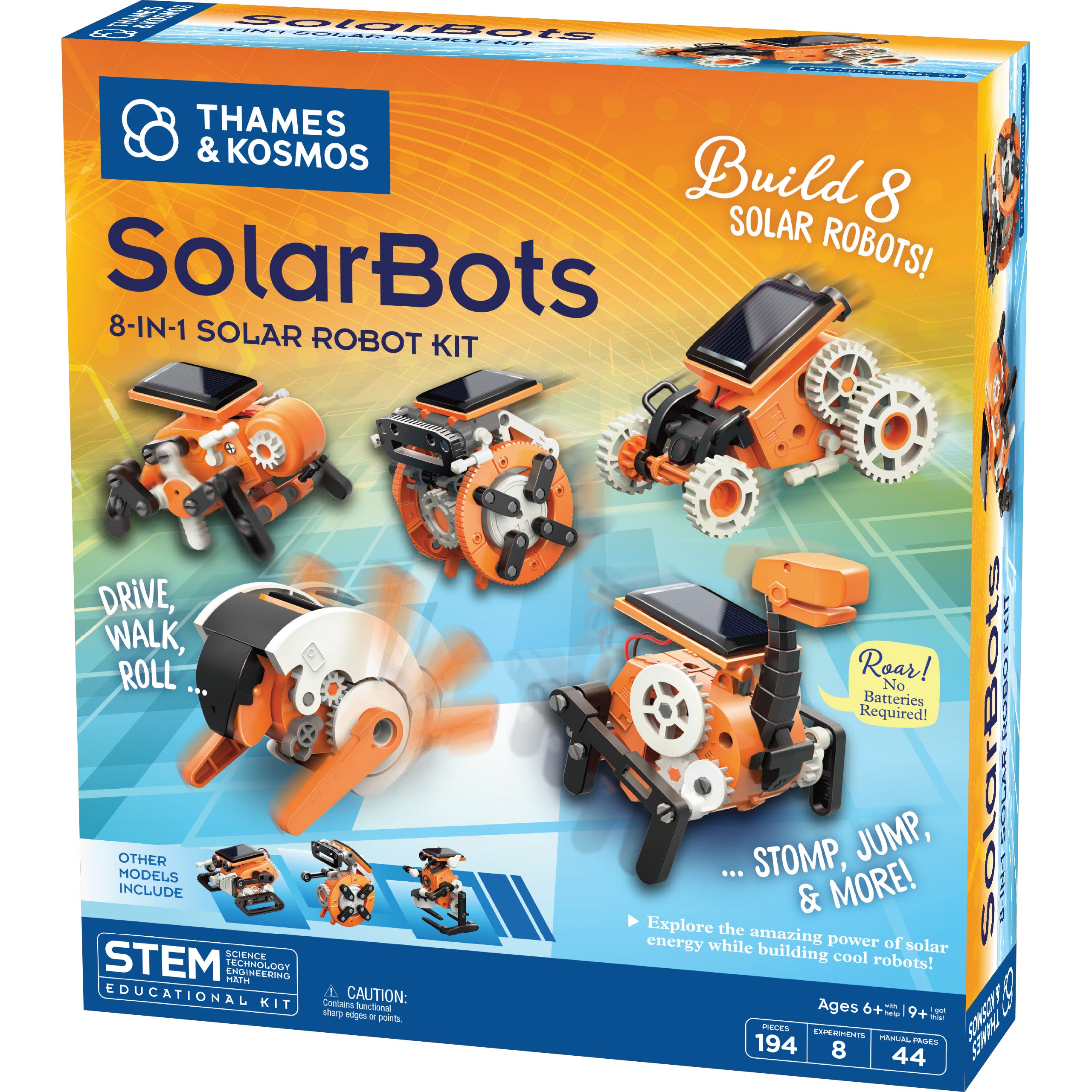 SolarBots kit components and solar panel module